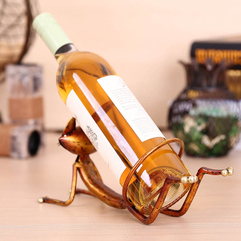 Tooarts Yoga Cat Metal Sculpture Wine Bottle Rack Holder Handwork Crafts, Christmas Birthday Gift - Image 5